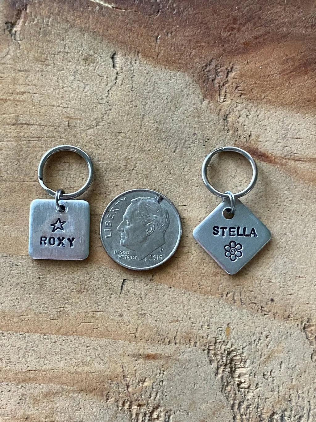 Custom Pet Name Teeny Tiny Pet ID Tag - Small Square Name Tag for Cats & Dogs