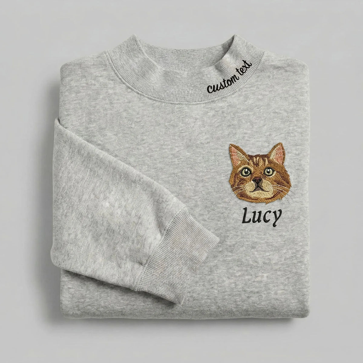 Custom Pet Embroidered Mockneck Sweatshirt