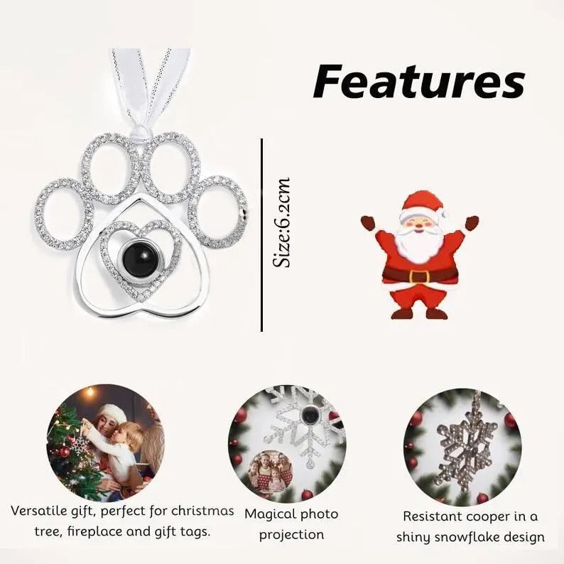 Christmas Dog Paw Photo Projection Ornament