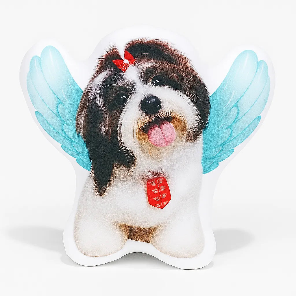 PetFiestas® Custom 3D Pet Pillow From Photo, Personalized Dog/Cat Memorial Pillow with Angel Wings