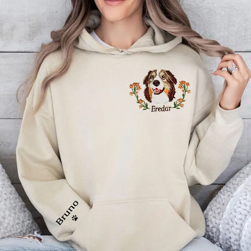 Personalized Pet Portrait Embroidery Sweatshirt Hoodie T-shirt- Colorful Design