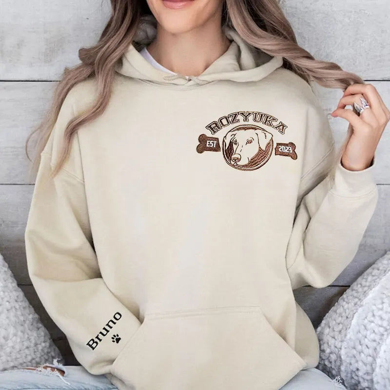 Embroidered Custom Pet with Name, Custom Pet Portrait T-shirt Hoodie Crewneck