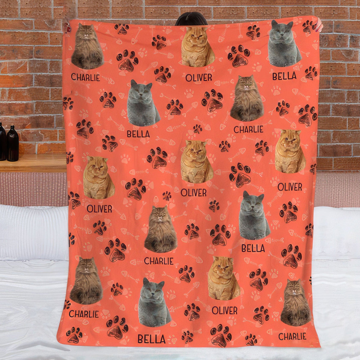 Custom Photo Dog Cat Paw Pet Blanket 