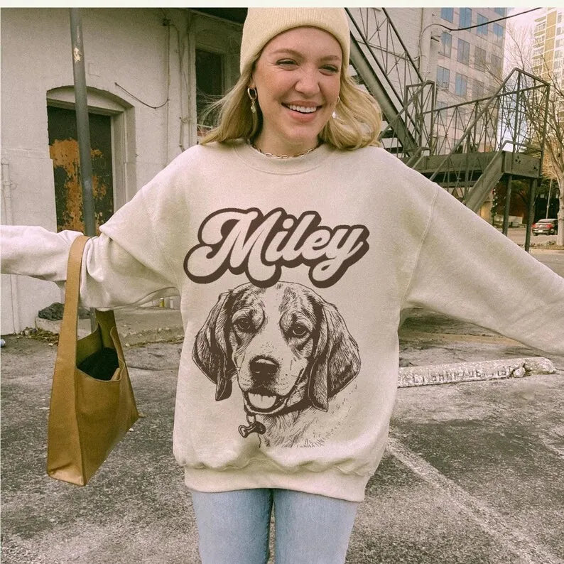 Custom Pet Dog Face Print On T-shirt Sweatshirt Hoodie