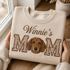 Custom Dog Mom Gingham Applique Sweatshirt, Custom Pet Portrait Embroidered Shirt