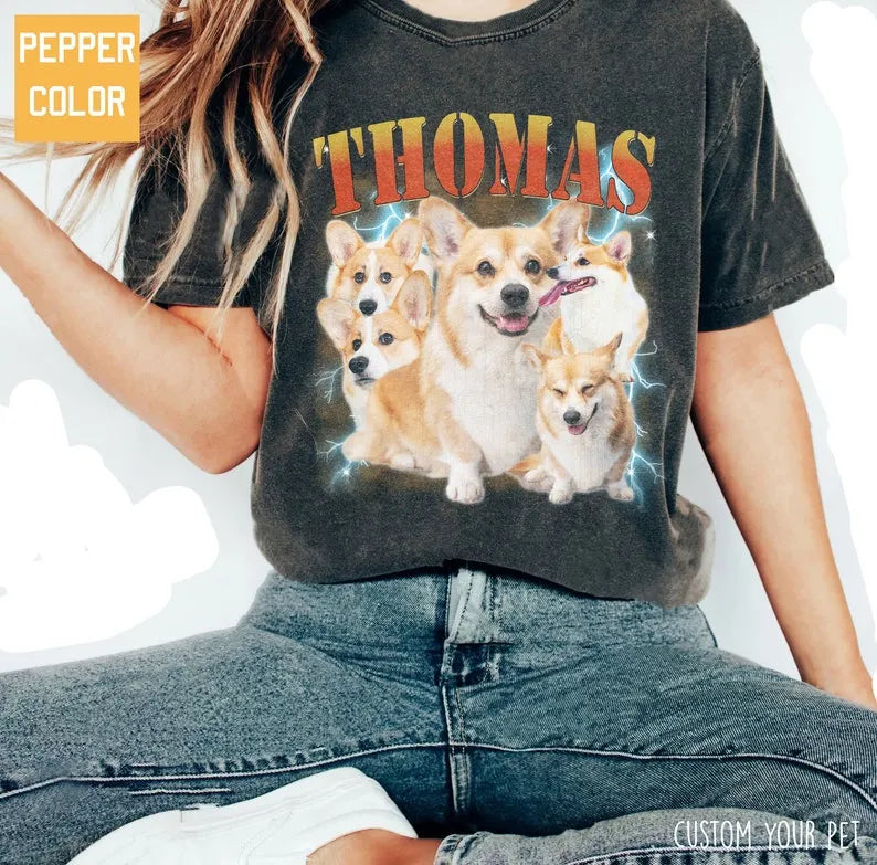 Custom Photo Vintage Tee For Pet Lover