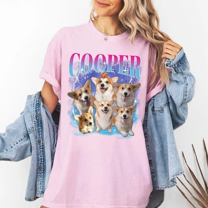 Custom Vintage Portrait Tee & Hoodie With Pet Photo & Name