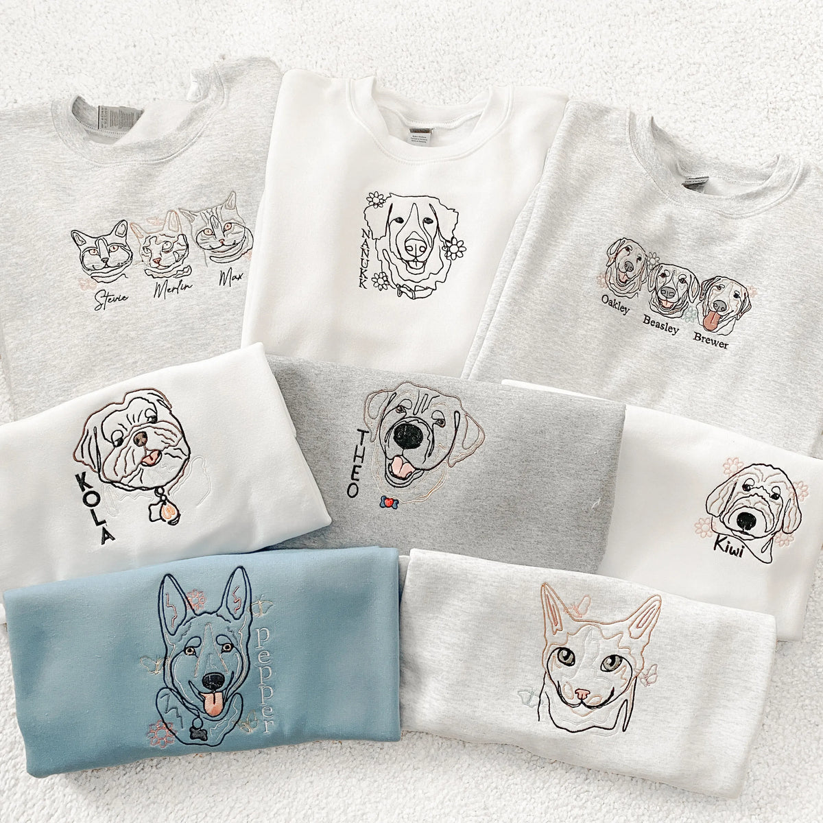 Personalized Custom Embroidered Pet Sweater Sweatshirt Custom Portrait Photo Outline Hoodie