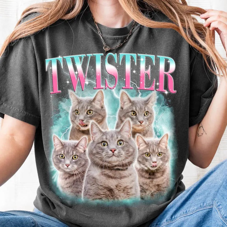  Custom Vintage 90s Pet T-Shirt, Personalized Dog Photo Retro Bootleg Tee