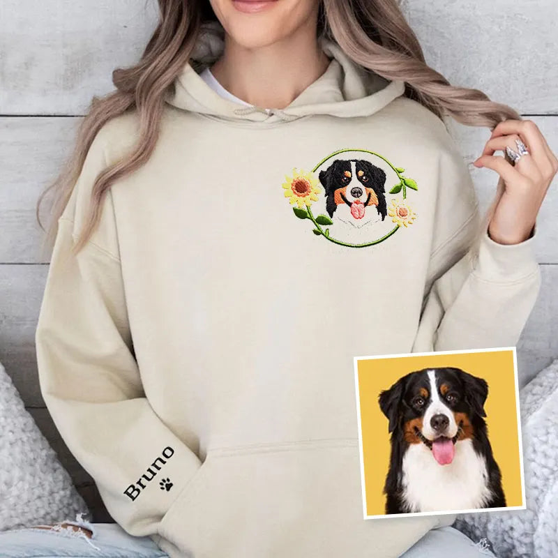 Custom Dog Embroidery Hoodie From Photo, Personalized Dog Sweatshirt- Colorful Design
