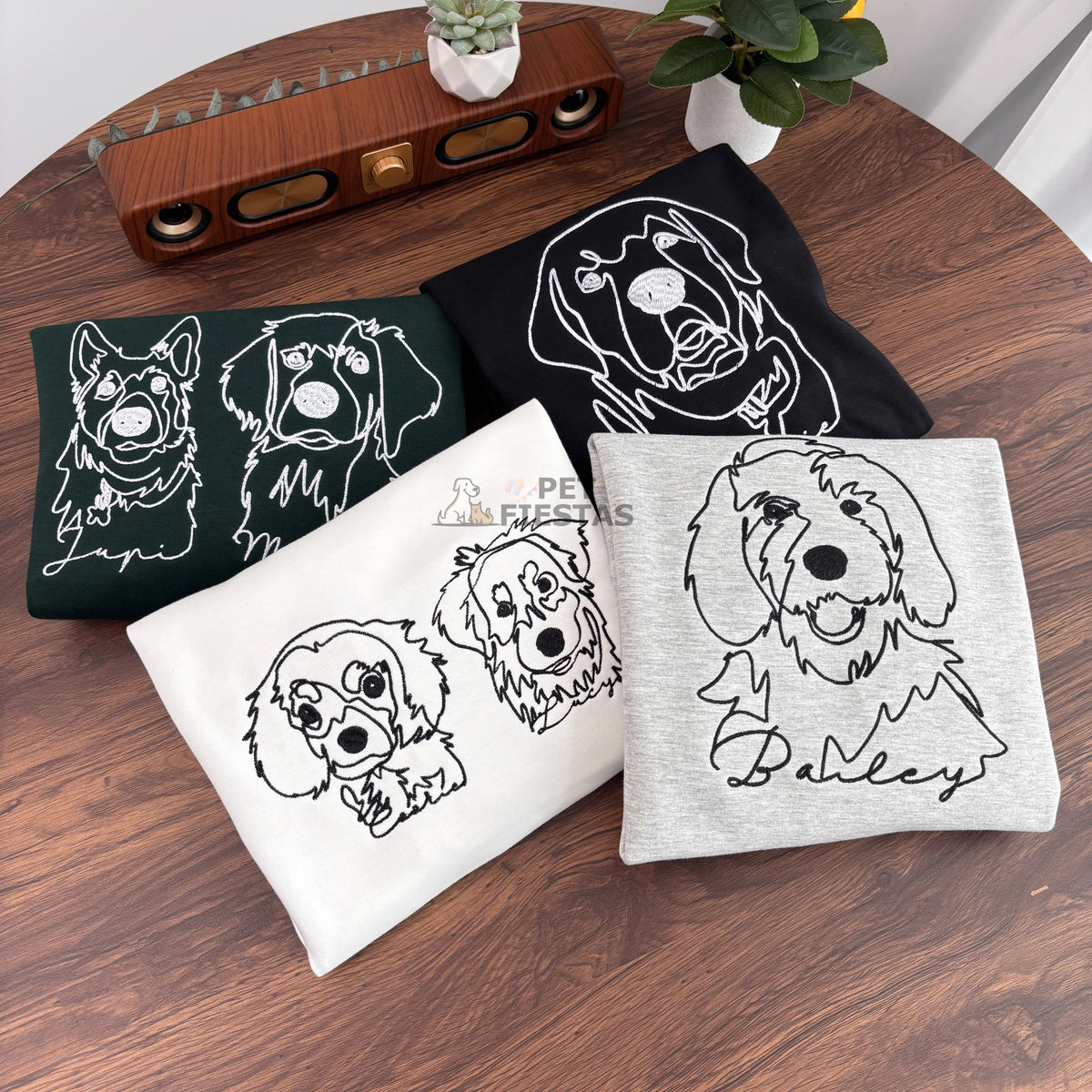 Custom Pet Outline Embroidered Hoodie – One-Line Stitch Art Sweatshirt/Tee- Stylish Outline Style