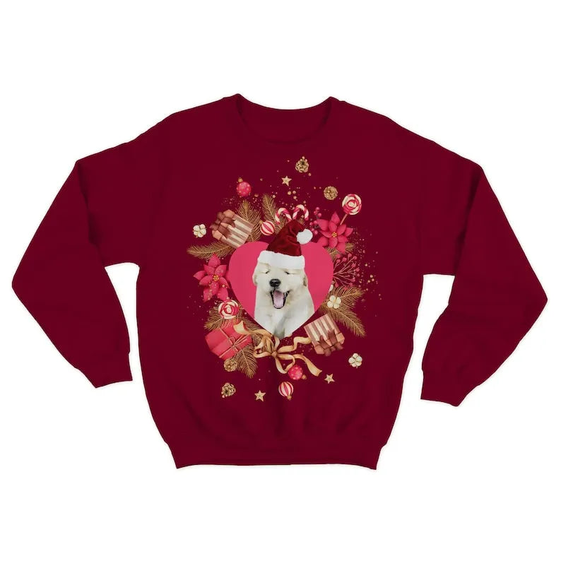 Personalised Christmas Dog Hoodie Custom Pet Portrait Sweatshirt Christmas Gift