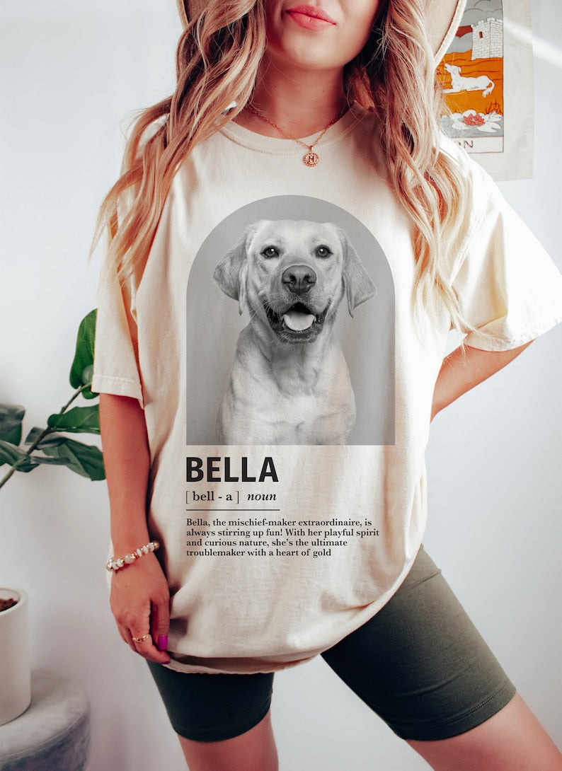 Custom Pet Portrait Shirt in Black and White, Personalized Pet Memorial Sweatshirt T-shirt