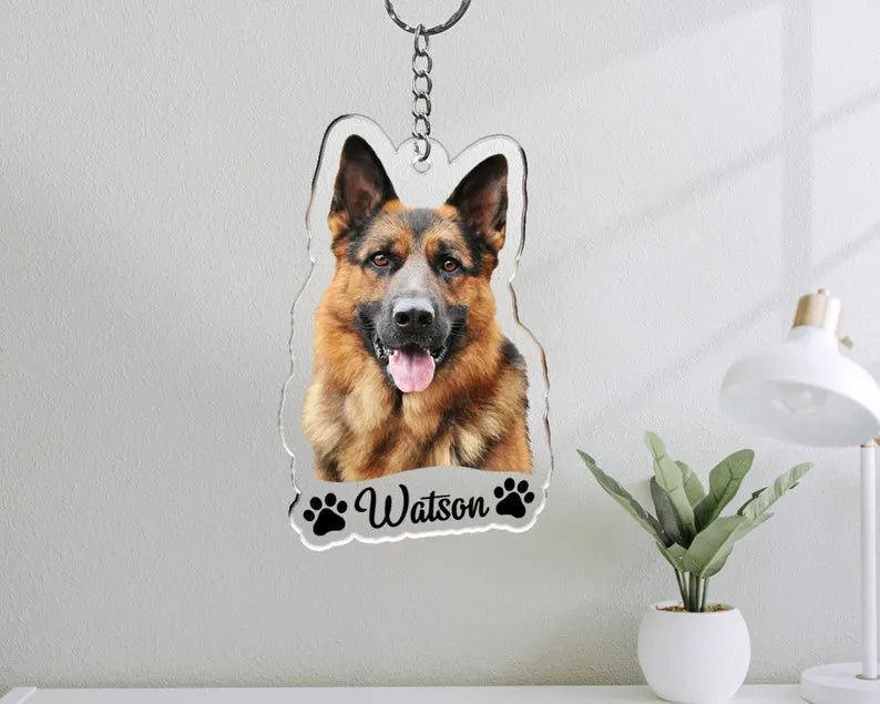 Custom Pet Portrait Keychain, Dog Mom Gift, Pet Acrylic Keychain