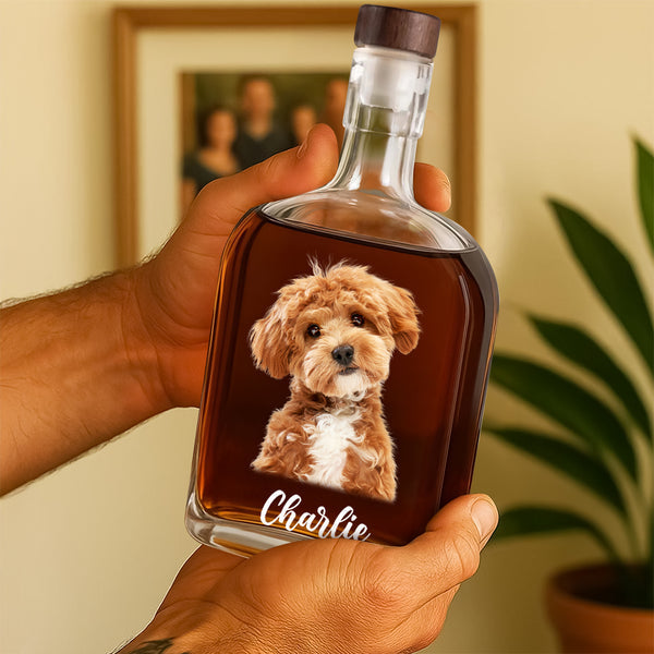 Custom Dog Photo Whiskey Bottle For Dog Lovers