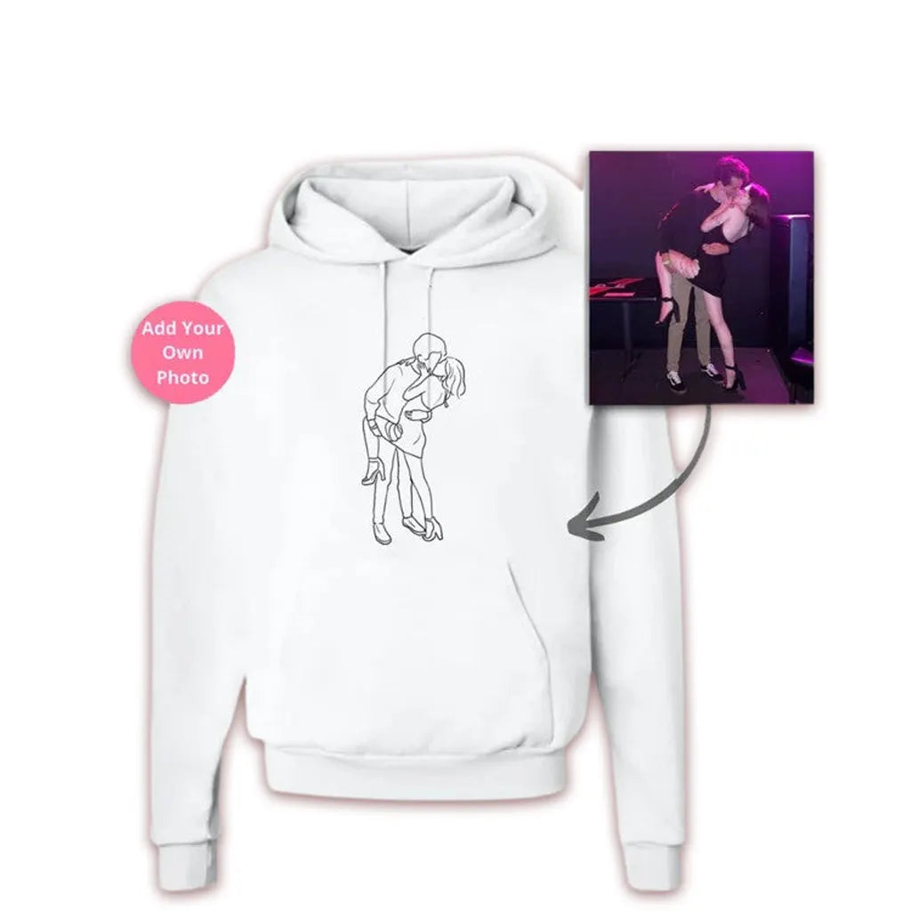Personalized Photo Line Drawing Embroidered Hoodie