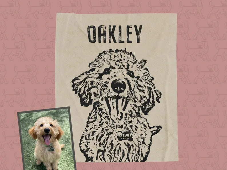 Custom Pet Throw Blanket Dog Portrait Blanket