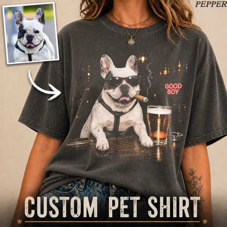 Custom Dog Drinking Beer Shirt, Pet Lover Gift