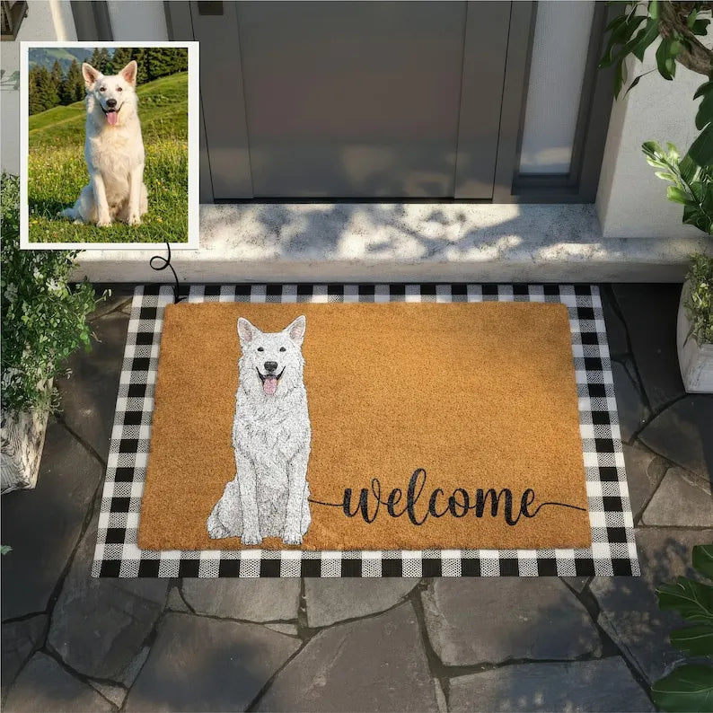 Custom Pet Portrait Door Mat, Natural Coir Fiber