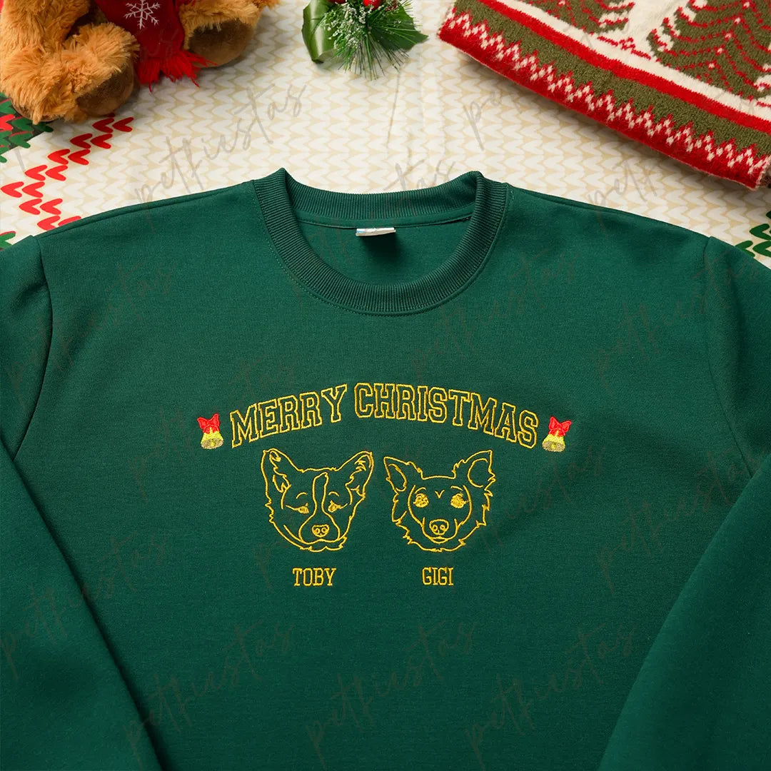 PetFiestas® Merry Christmas Personalized Pet Photo Embroidered College Sweatshirt/Hoodie T-shirt Christmas Gift