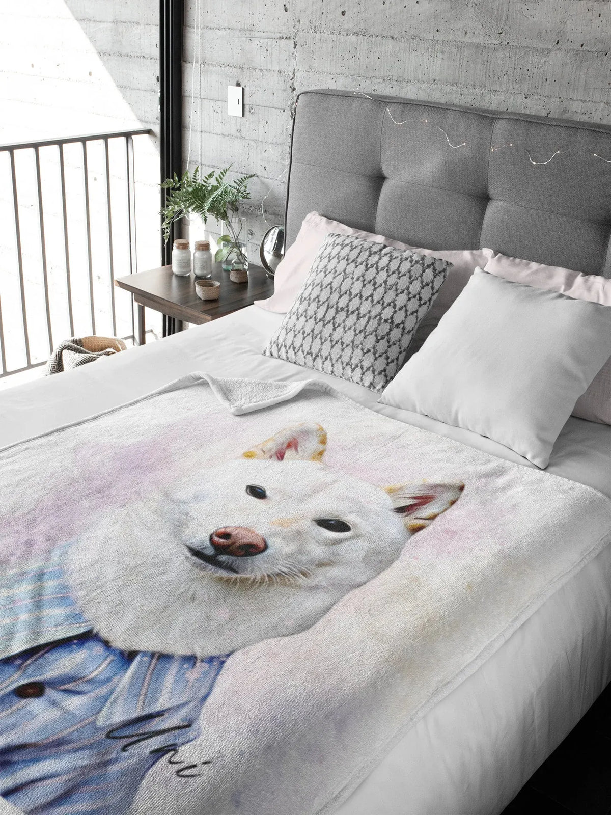 Custom Pet Portrait Blanket, Personalized Dog Photo Throw Blanket