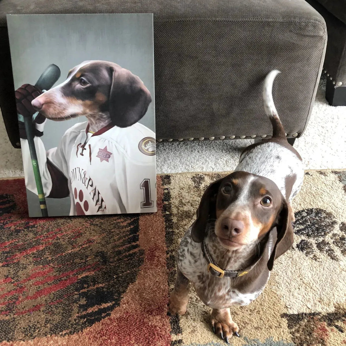 The Ice Hockey Player - Custom Pet Portrait Canvas Frame