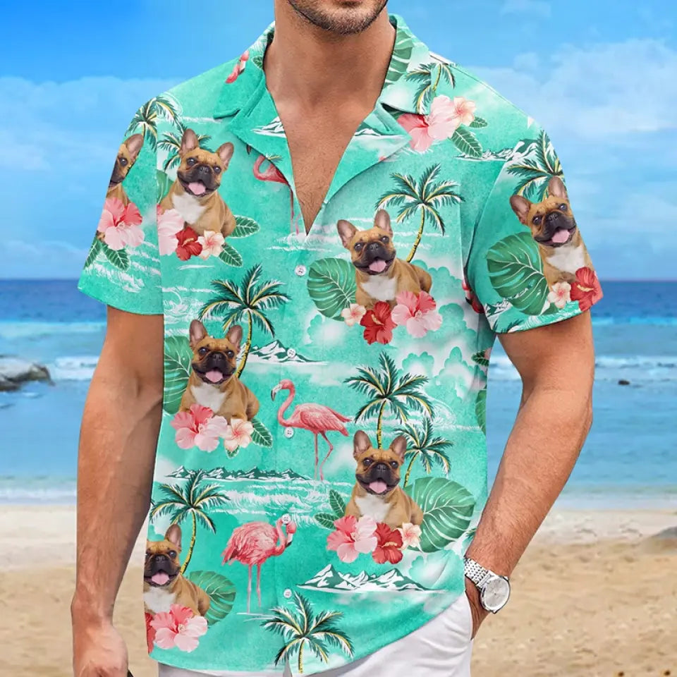 Custom Photo 'Bring The Joy To The Beach' Pet Hawaiian Shirt - Personalized Aloha Shirt for Dog & Cat Lovers