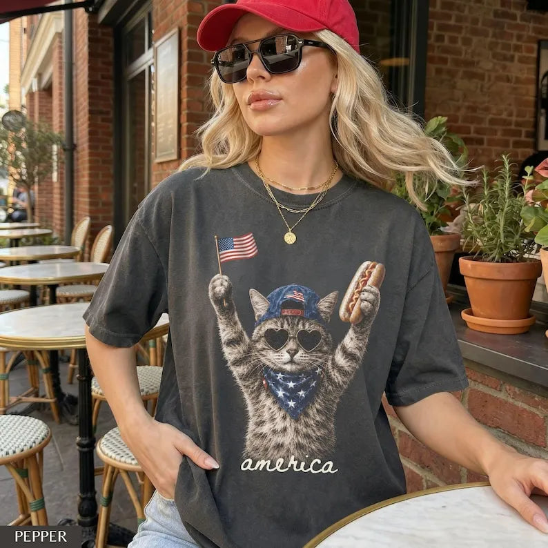 Cat Lover 4th Of July Shirt, Patriotic Cat Shirt, Independence Day Graphic Tee