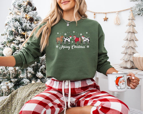Christmas Cow Sweatshirt, Cow Lover Hoodie, Funny Christmas Shirt