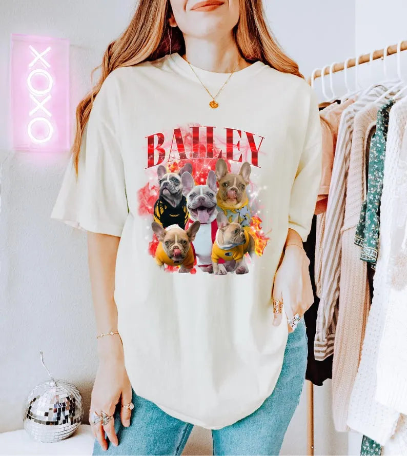 Custom Dog Bootleg Shirt, Cat Shirt 90's Tee, Personalized Bootleg Pet Shirt, Dog Bootleg T-shirt
