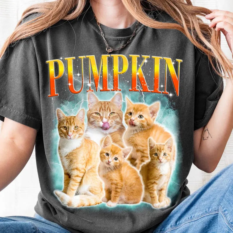  Custom Vintage 90s Pet T-Shirt, Personalized Dog Photo Retro Bootleg Tee