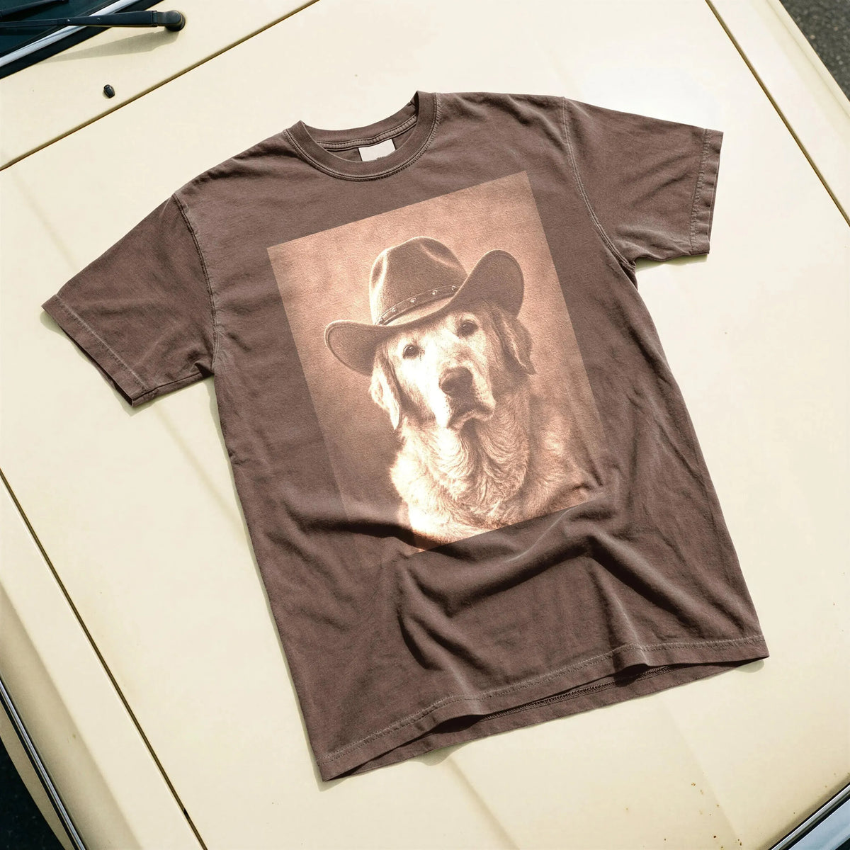 Custom Pet Portrait Cowboy Shirt, Vintage Western Tee for Dog Lovers
