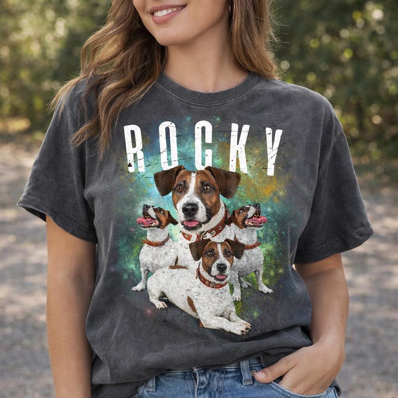 Custom Galaxy Dog Portrait Shirt, Vintage Bootleg Pet Tee