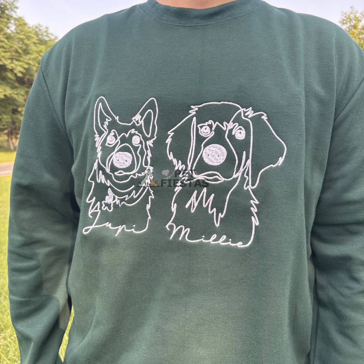 Custom Pet Outline Embroidered Hoodie – One-Line Stitch Art Sweatshirt/Tee- Stylish Outline Style