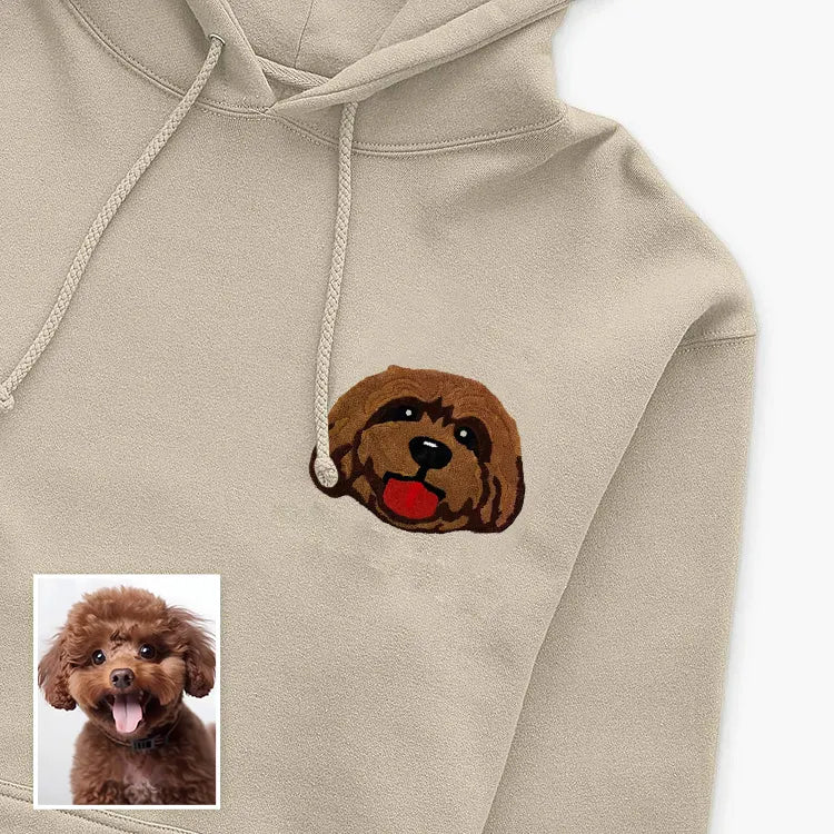 Custom Embroidered Pet Portrait Tufted Embroidery Sweatshirt Hoodie T-shirt- Colorful Design