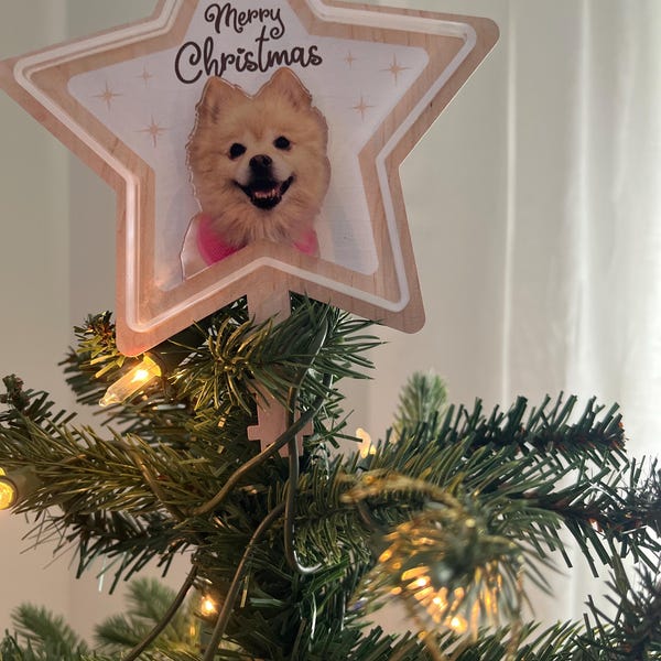  Custom Pet Photo Christmas Tree Star