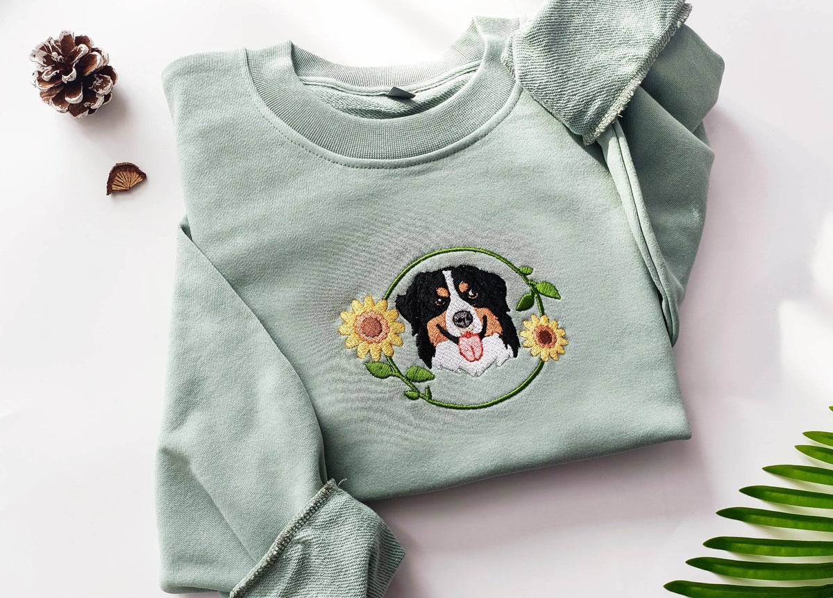 Custom Dog Embroidery Hoodie From Photo, Personalized Dog Sweatshirt- Colorful Design
