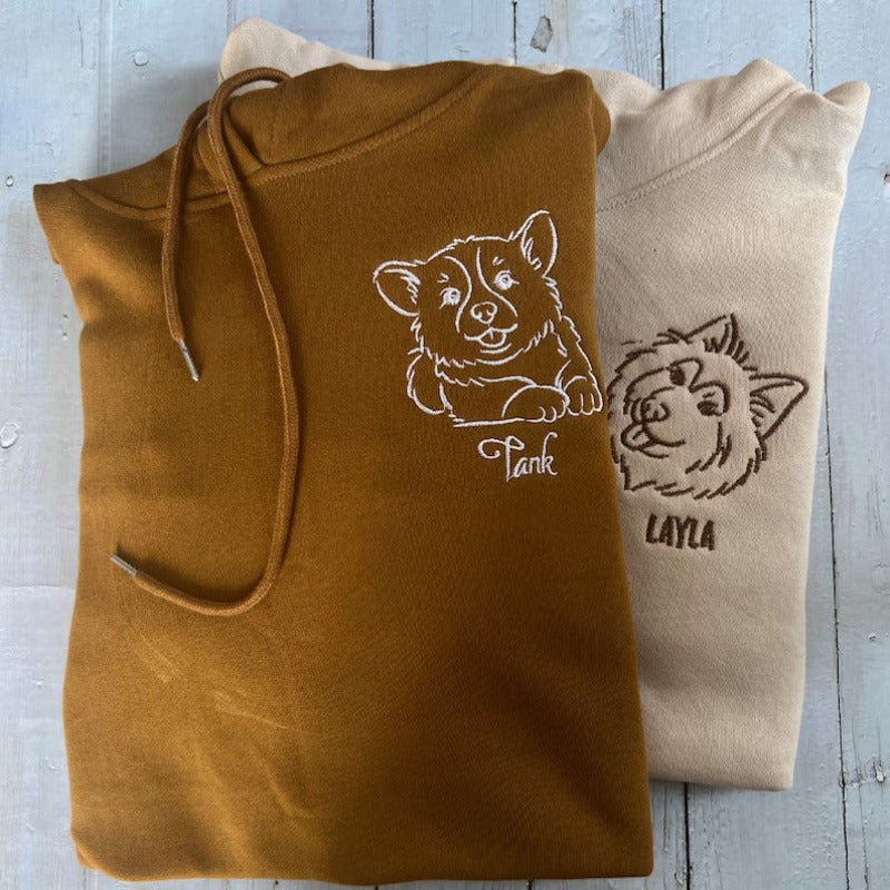 Personalized Pet Embroidered Sweatshirt- Stylish Outline Style