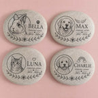 Custom Pet Portrait Grave Marker, Rabbit Dog Cat Remembrance Garden Stone, Pet Memorial Stone