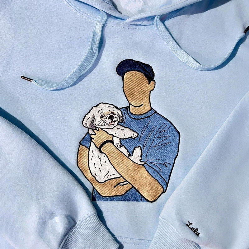 Personalized Embroidered Pet's Photo Sweatshirt Hoodie T-shirt- Colorful Design