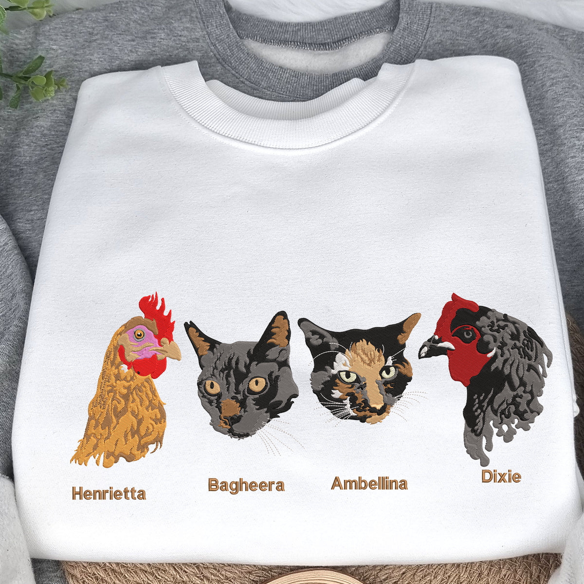 Custom Dog Portrait Embroidered Sweatshirt Pet Portrait Embroidered Hoodie- Colorful Design