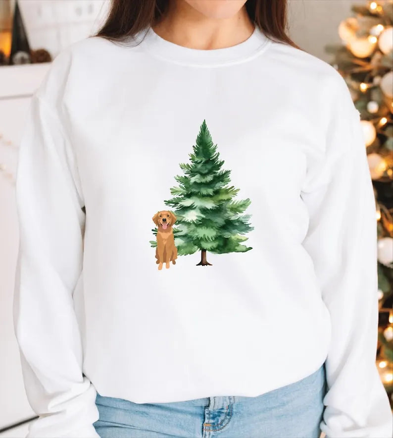 Custom Dog Christmas Tree Sweatshirt Personalized Dog UNISEX Christmas Sweatshirt Hoodie T-shirt