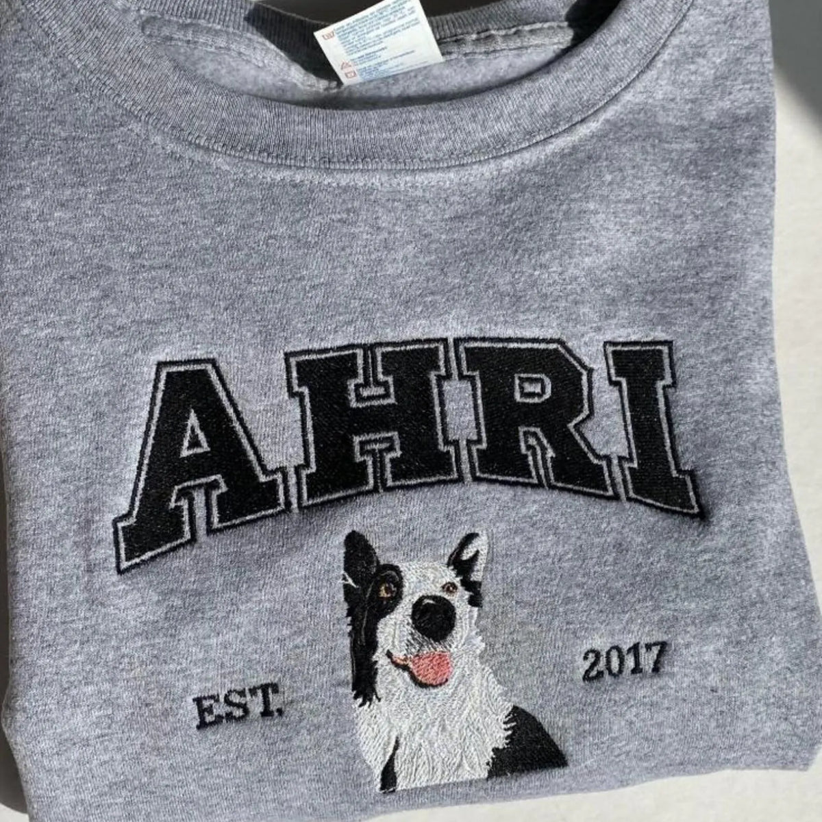 Custom Pet Embroidered Sweatshirt, Personalized Dog and Cat Embroidery Pullover