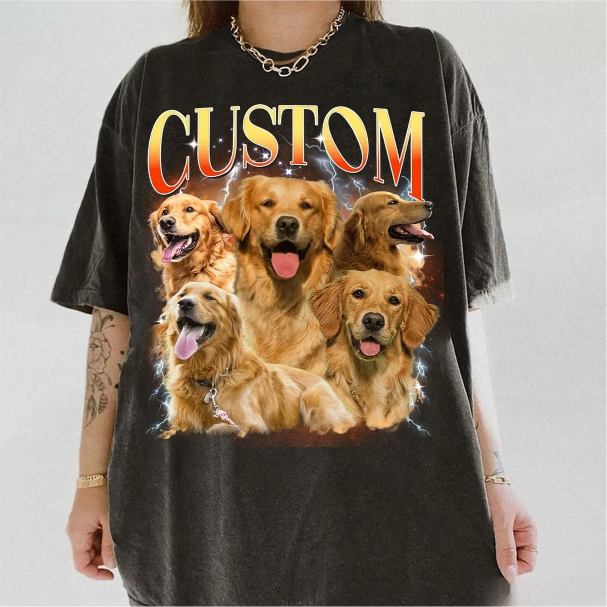 Custom Vintage Bootleg Pet Shirt Pet Photo + Name  90's Tee