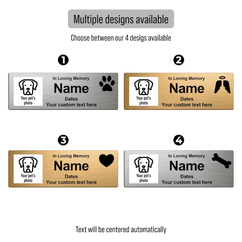 Custom Pet Memorial Urn Adhesive Metal Nameplate, Personalized Plaque for Dog Ashes Box