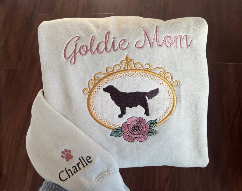 Dog Mom Embroidered Sweatshirt, Personalized Dog Portrait Sweatshirt for Dog Mom