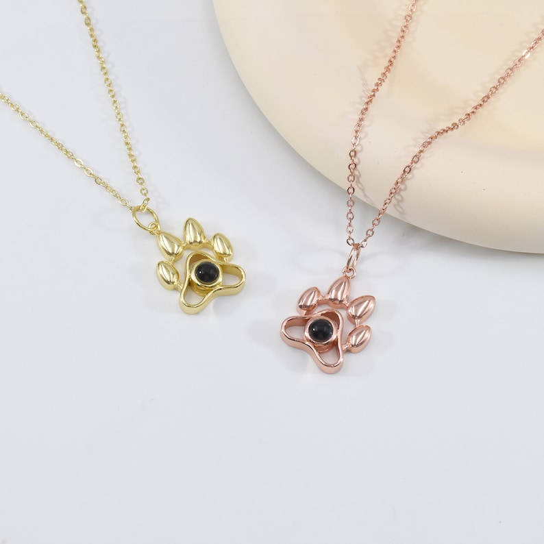 Photo Projection Necklace, Pet Photo Pendant Personalized Necklace, Dog Paw Projection Necklace