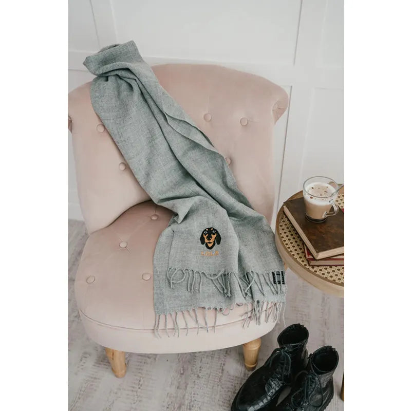 Custom Embroidered Pet Portrait Woven Scarf