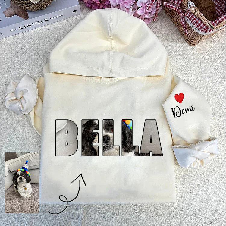 PetFiestas® Custom Photo and Text Printed Sweatshirt Hoodie T-shirt