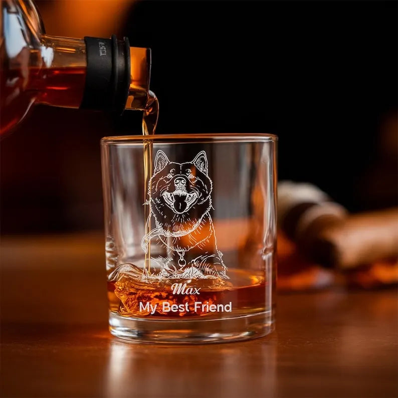 Custom Photo Pet Whiskey Decanter Set With Glasses, Gift For Dog Lovers